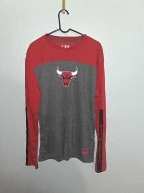 NBA Red Crewneck Tee with Gray Trim